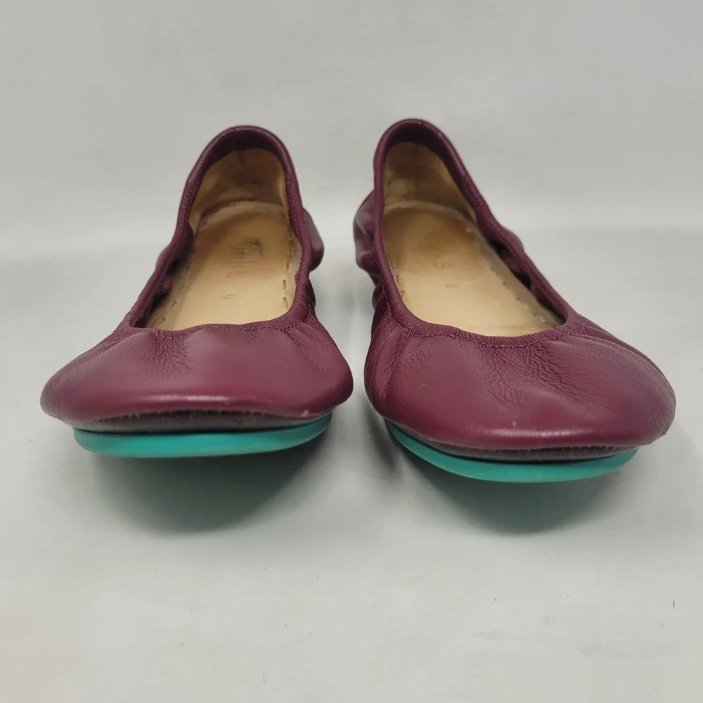 Tieks Ballet Flats 8 LOT Of 2 Burgundy Grey Leather Foldable Slip On Comfort